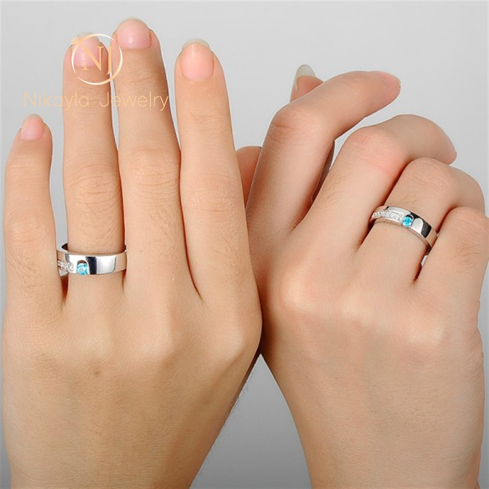 Nikayla Ring Silver Couple Pearl Queen Blue