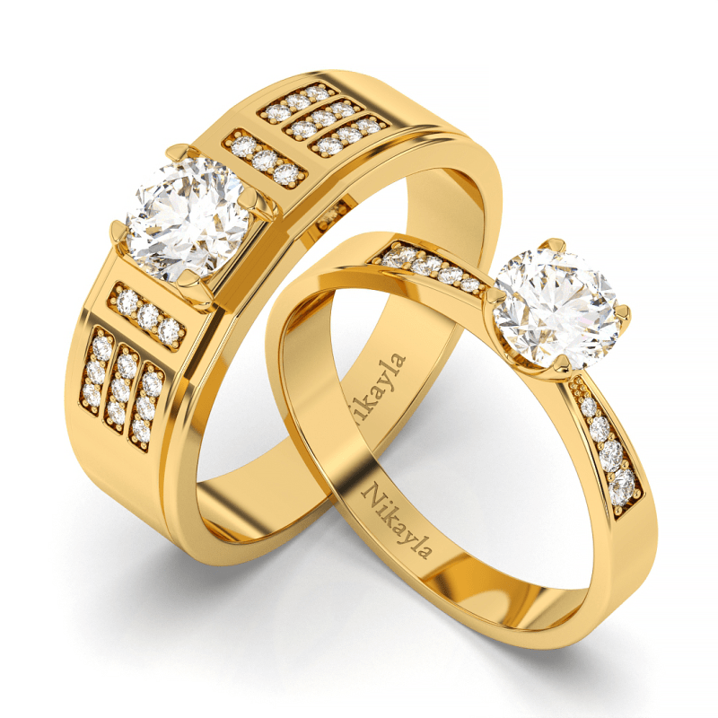 Gold king and store queen wedding rings