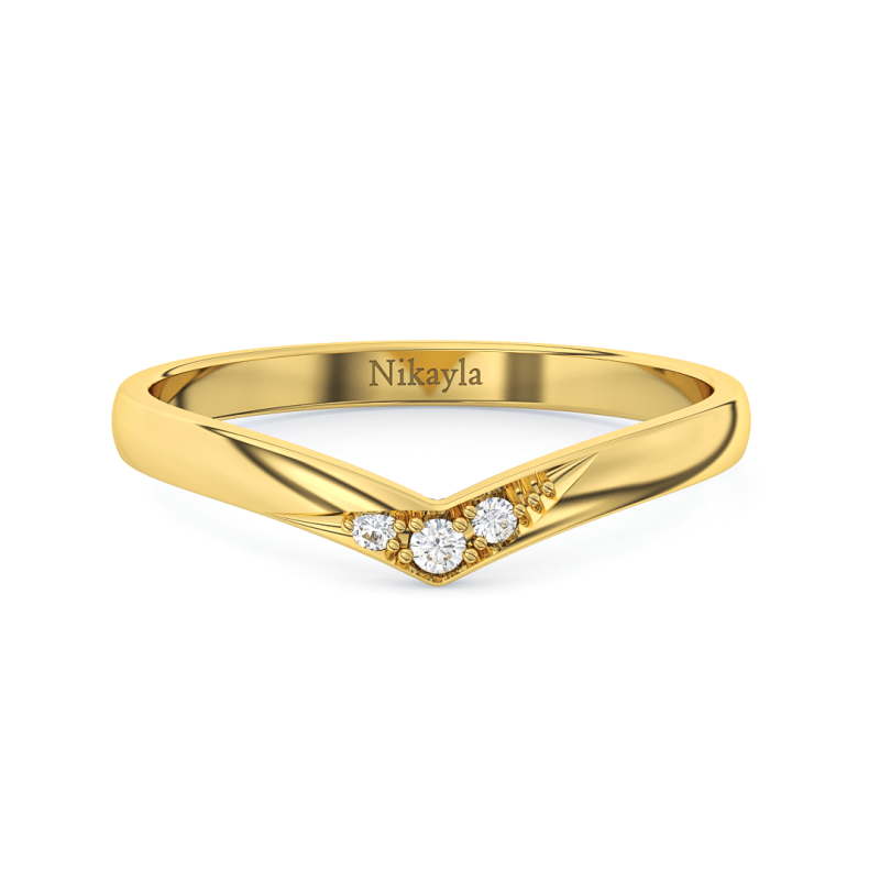 Nikayla Three Diamonds Curve Ring Gold 18K