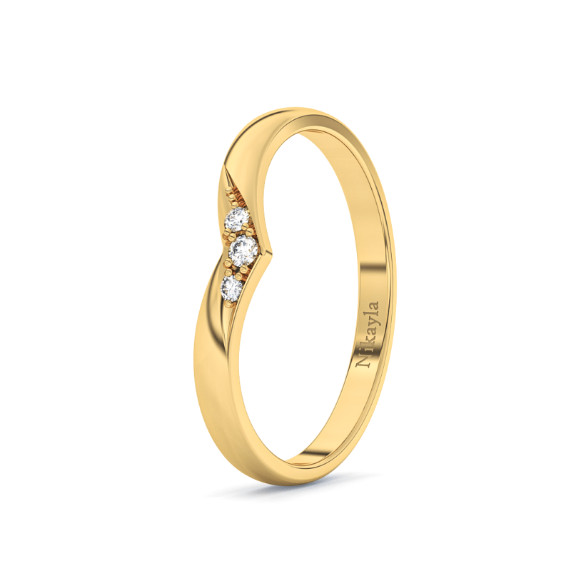 Nikayla Three Diamonds Curve Ring Gold 18K