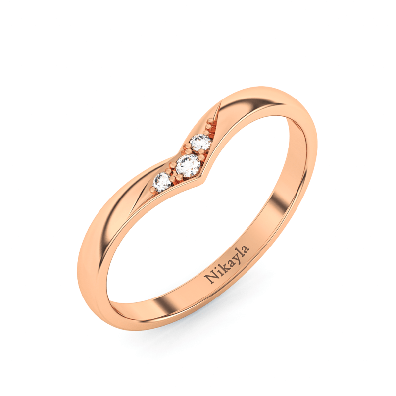 Nikayla Three Diamonds Curve Ring Gold 18K