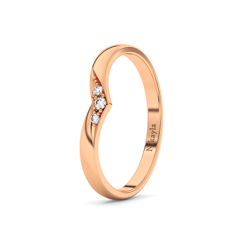 Nikayla Three Diamonds Curve Ring Gold 18K