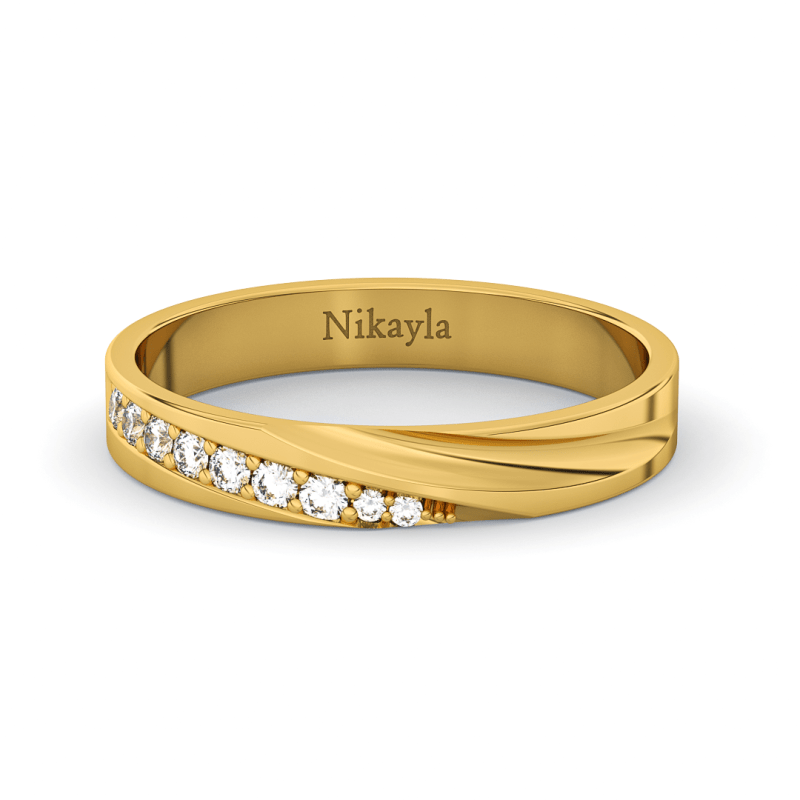 Nikayla Half Curve Long Diamonds Ring Gold 18K