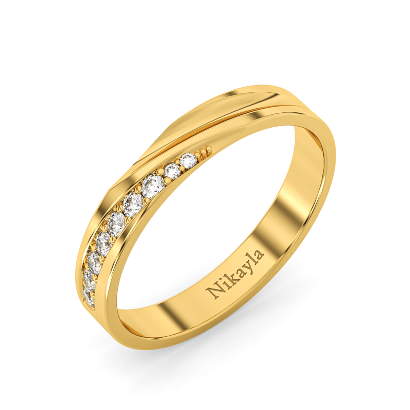 Nikayla Half Curve Long Diamonds Ring Gold 18K