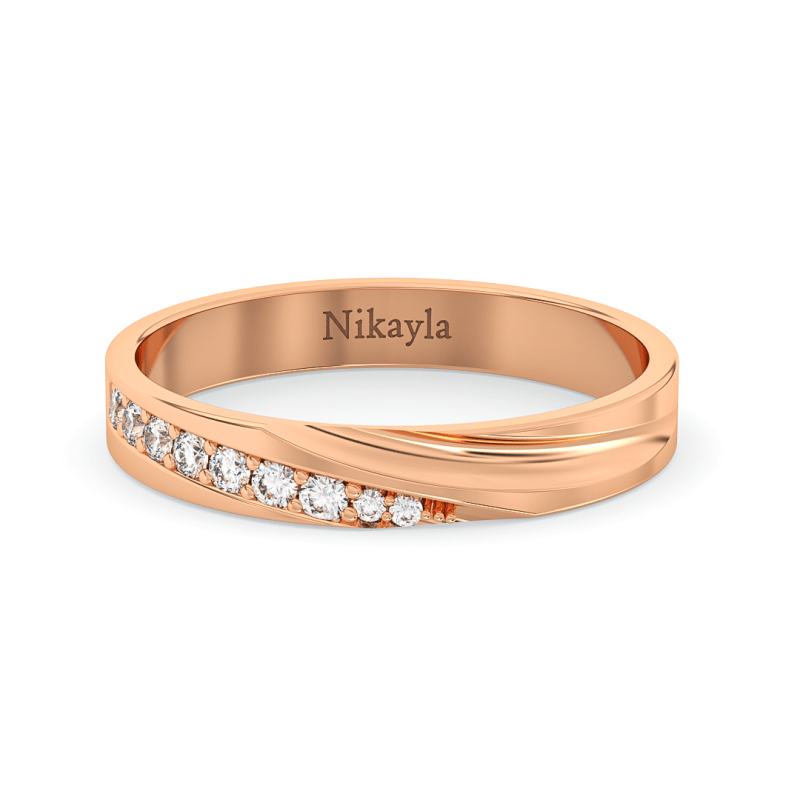 Nikayla Half Curve Long Diamonds Ring Gold 18K