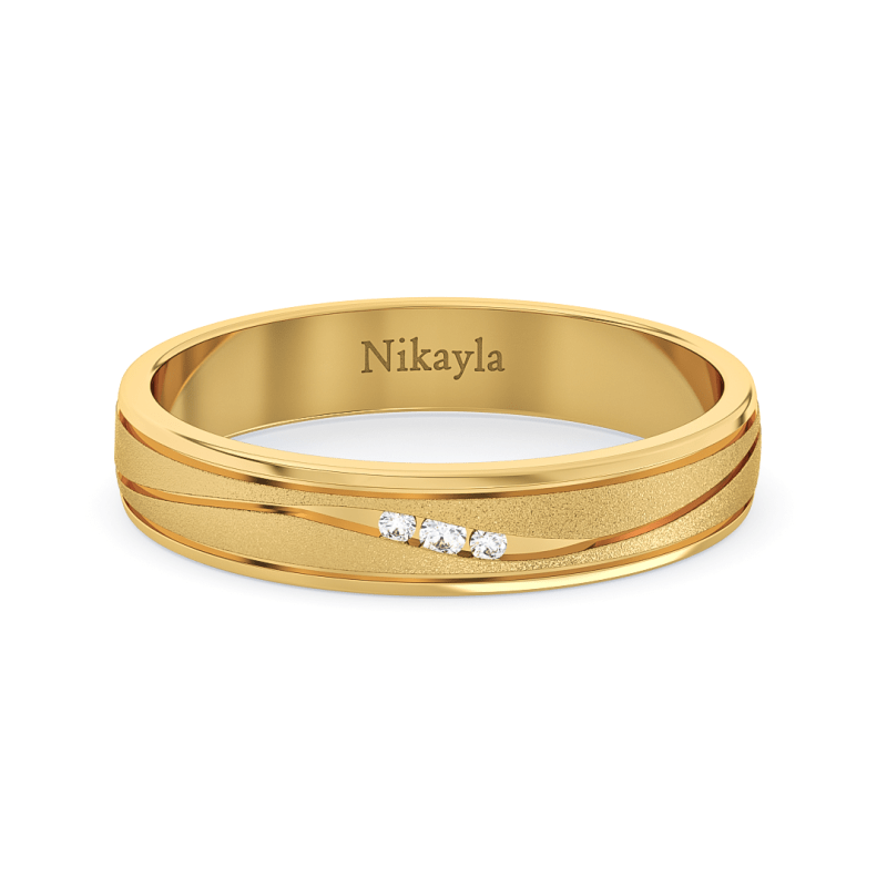 Nikayla Three Diamonds Curve Line Gold 18K