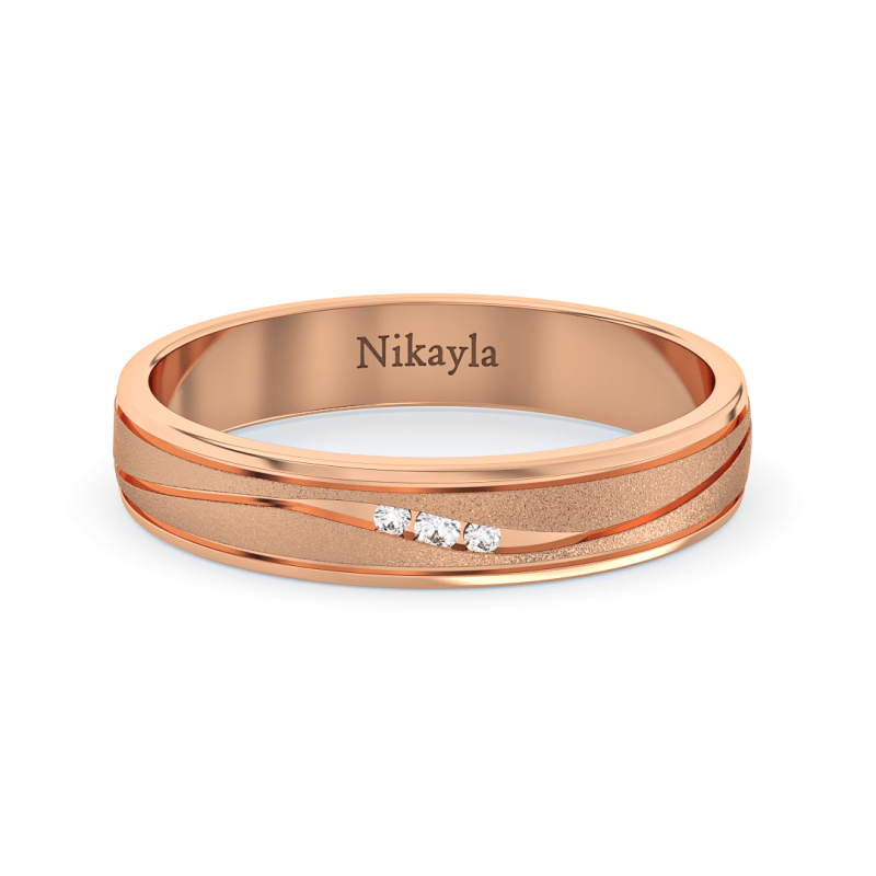 Nikayla Three Diamonds Curve Line Gold 18K