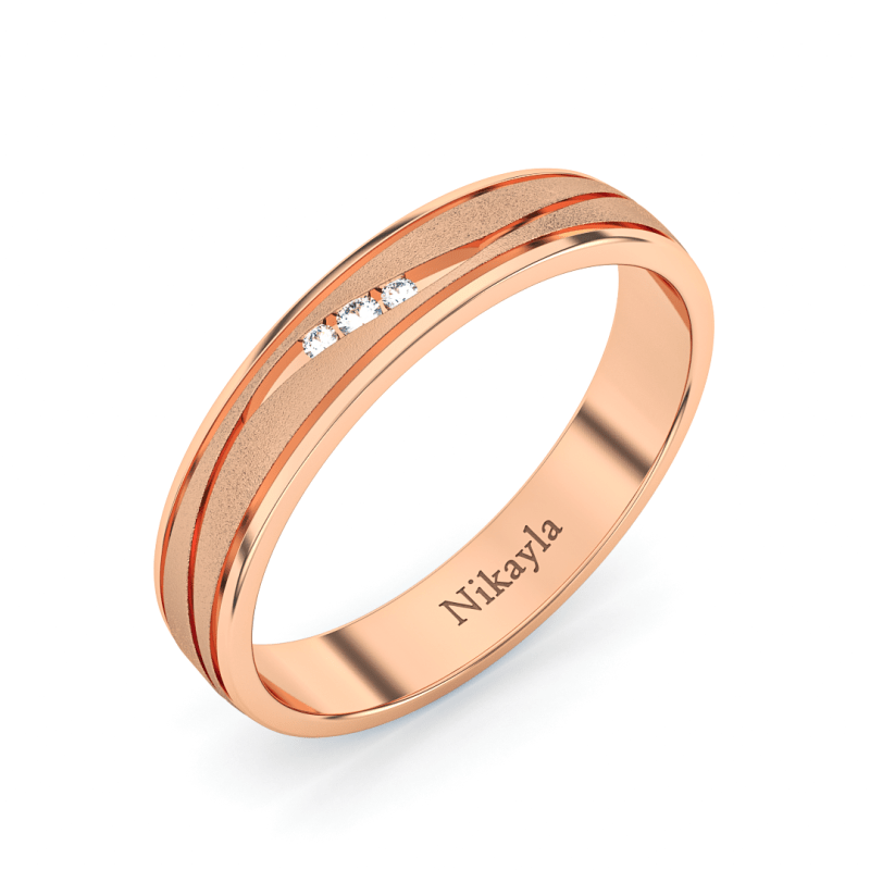 Nikayla Three Diamonds Curve Line Gold 18K