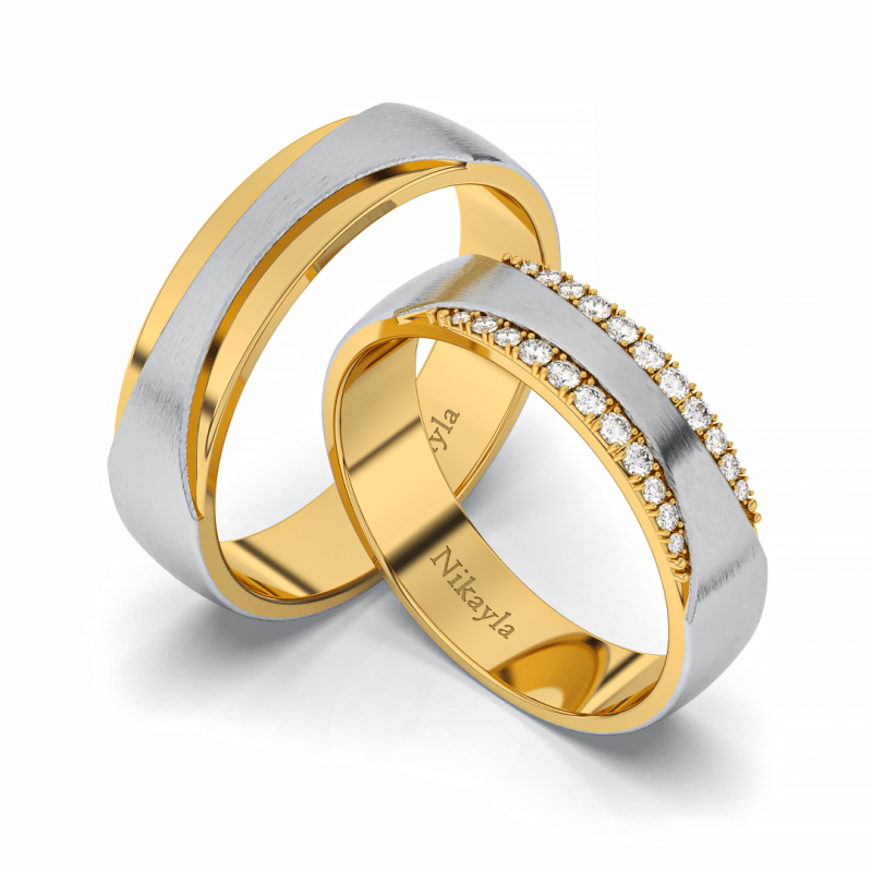 Nikayla Jewelry - Cincin Palladium 3K Doff Combination - Couple Rings