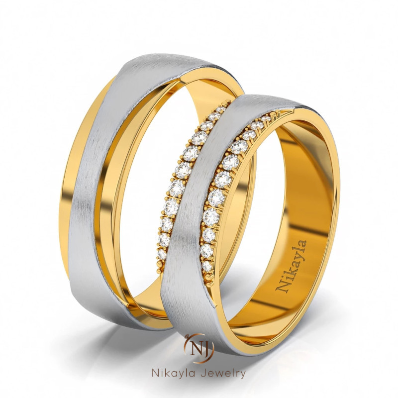 Nikayla Jewelry - Cincin Palladium 3K Doff Combination - Couple Rings