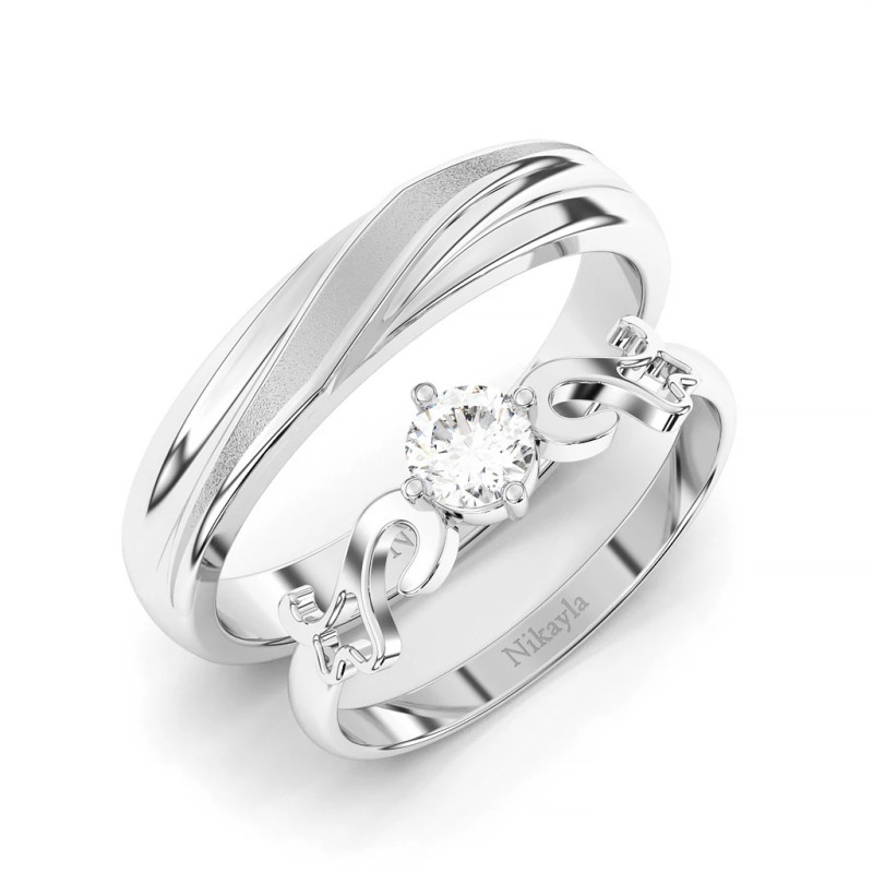 Nikayla Jewelry - Cincin Palladium 3K Doff Wings Combinatian - Couple Rings