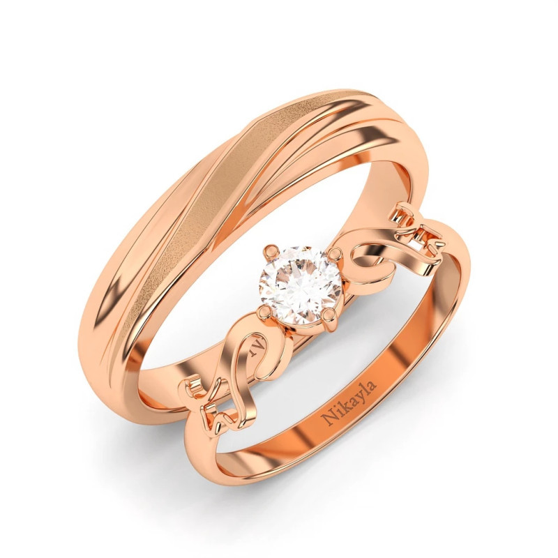 Nikayla Jewelry - Cincin Palladium 3K Doff Wings Combinatian - Couple Rings