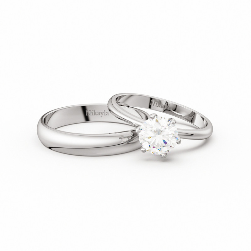 Nikayla Jewelry - Cincin Palladium 3K Solitaire - Couple Rings