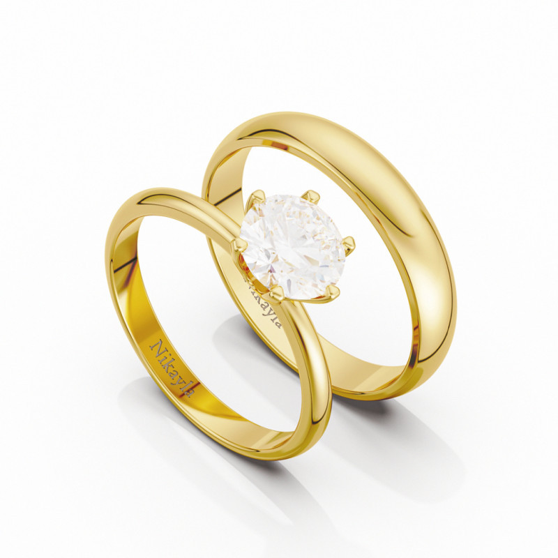 Nikayla Jewelry - Cincin Palladium 3K Solitaire - Couple Rings