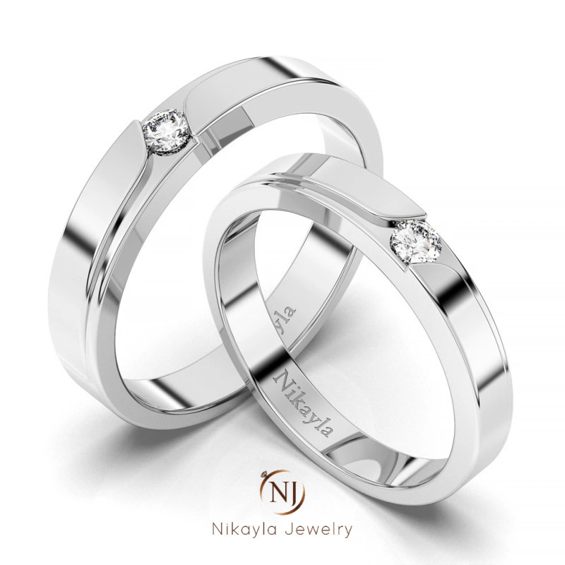 Nikayla Jewelry - Cincin Palladium 3K Nikah Simple - Couple Rings
