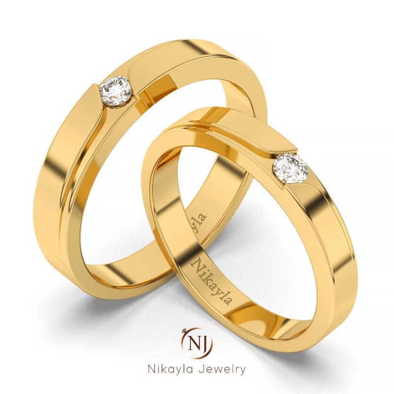 Nikayla Jewelry - Cincin Palladium 3K Nikah Simple - Couple Rings