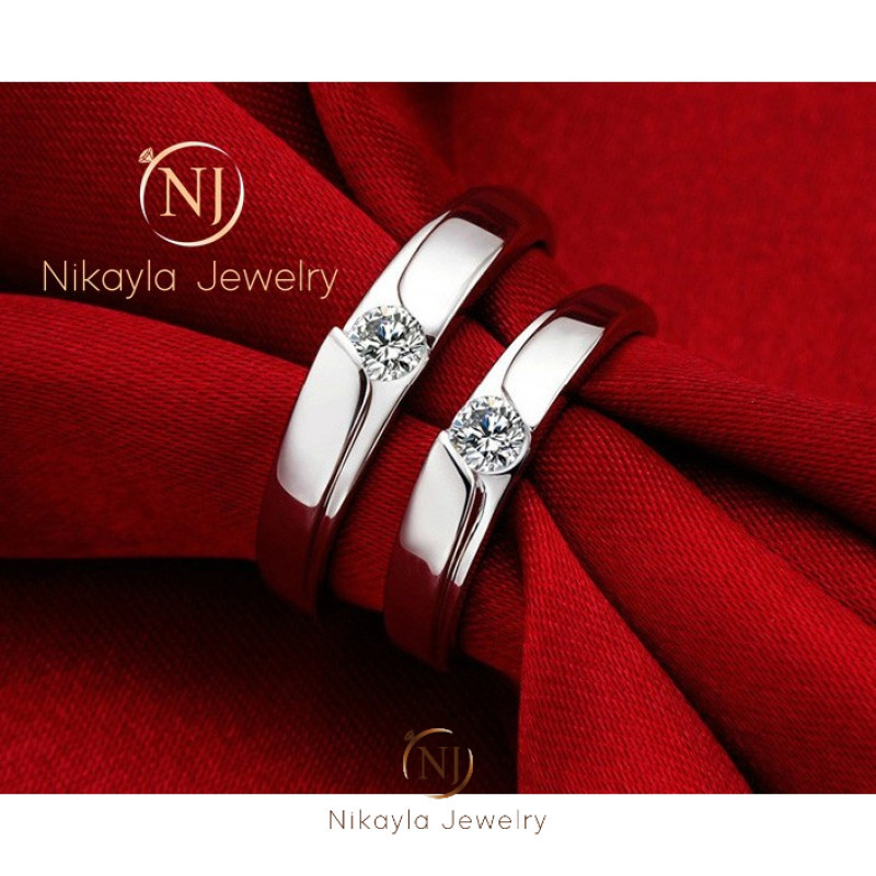 Nikayla Jewelry - Cincin Palladium 3K Nikah Simple - Couple Rings