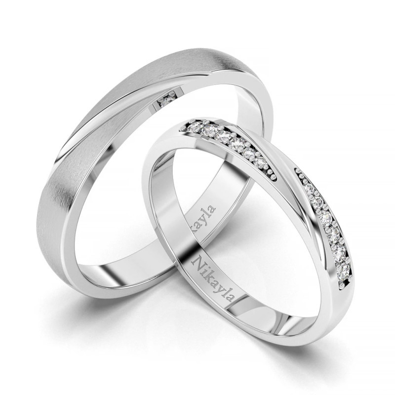 Nikayla Jewelry - Cincin Palladium 3K Doff Sweetly Combination  - Couple Rings