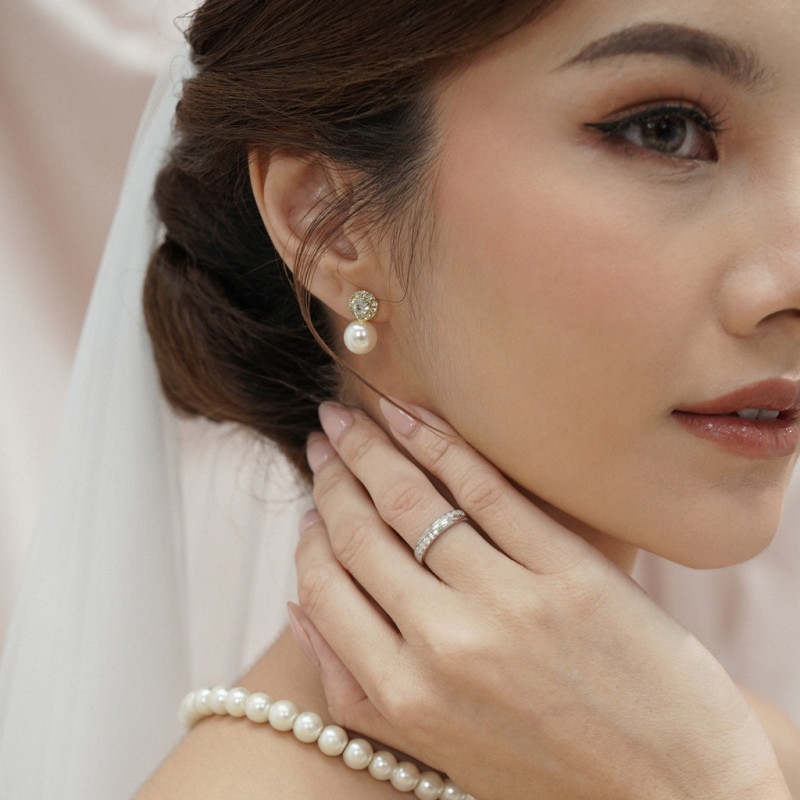 Nikayla Jewelry - Cincin Palladium 3K Doff Sweetly Combination  - Couple Rings