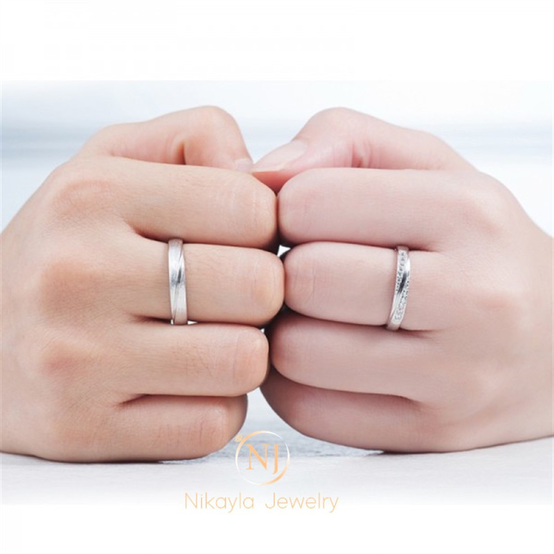 Nikayla Jewelry - Cincin Palladium 3K Doff Sweetly Combination  - Couple Rings