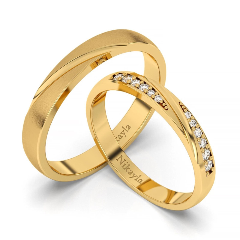 Nikayla Jewelry - Cincin Palladium 3K Doff Sweetly Combination  - Couple Rings