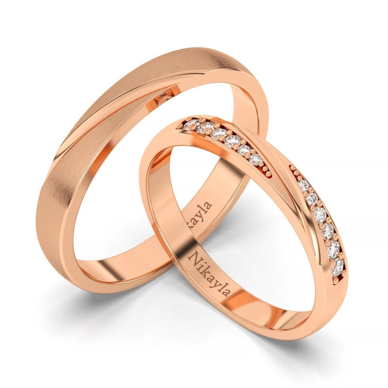 Nikayla Jewelry - Cincin Palladium 3K Doff Sweetly Combination  - Couple Rings