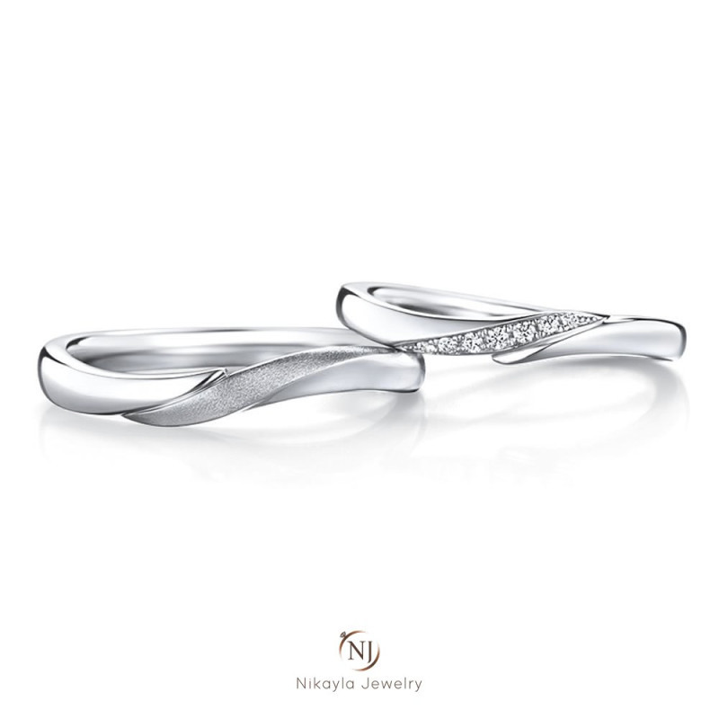 Nikayla Jewelry - Cincin Palladium 3K Twist Doff Combination- Couple Rings