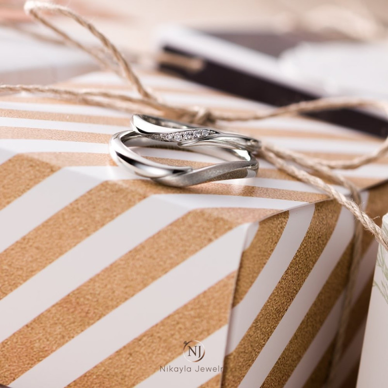 Nikayla Jewelry - Cincin Palladium 3K Twist Doff Combination- Couple Rings