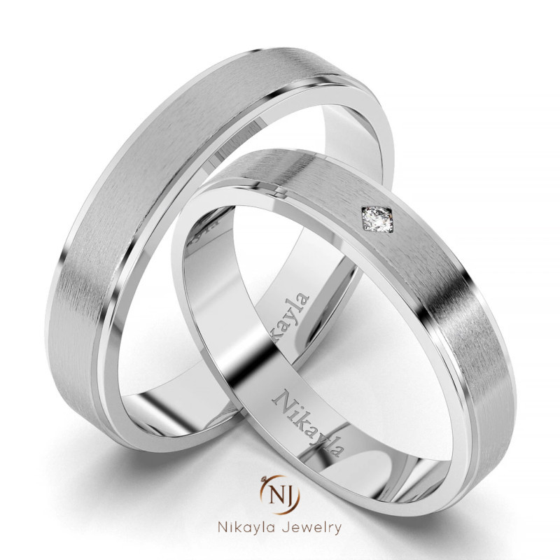 Nikayla Jewelry - Cincin Palladium 3K Doff With Diamond - Couple Rings