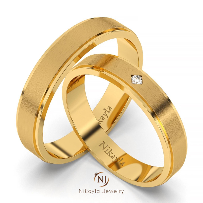 Nikayla Jewelry - Cincin Palladium 3K Doff With Diamond - Couple Rings